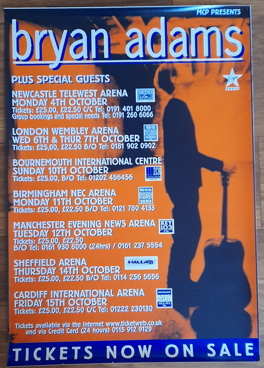 Bryan Adams - The Best of Me UK Tour Poster October 1999