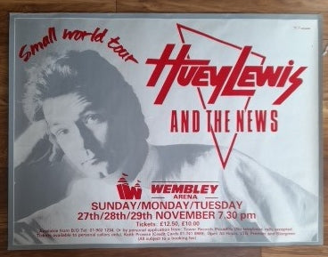 Huey Lewis and The News Small World Tour Poster Wembley Arena 1988
