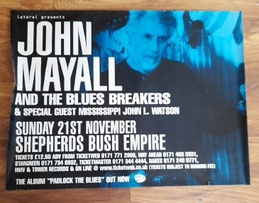 John Mayall and the Blues Breakers Concert Poster Shepherds Bush Empire 1999