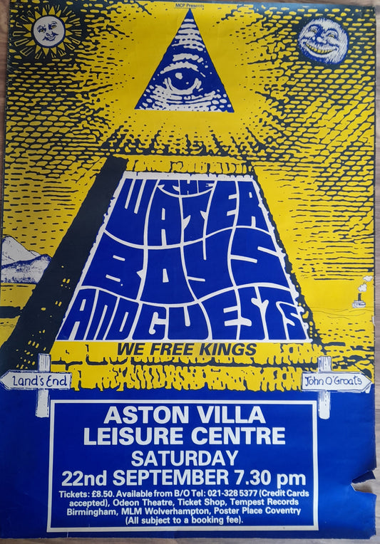 The Waterboys Original Concert Poster at Aston Villa Leisure Centre Sept 1990