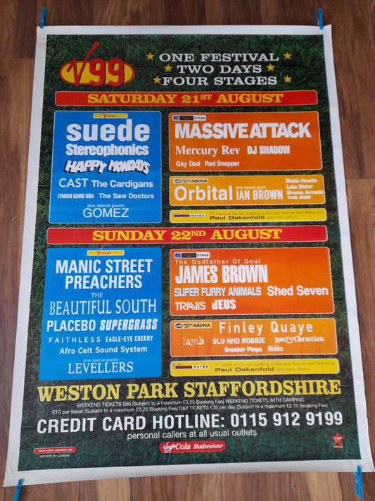 Suede, Massive Attack, Manic Street Preachers, James Brown - V99 Festival Poster