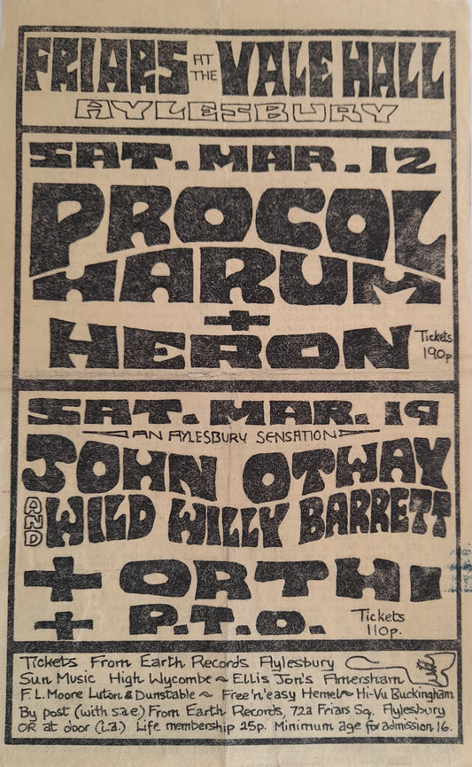 Procol Harum + Heron at Friars at the Vale Hall Aylesbury 1977 Flyer/Newsletter