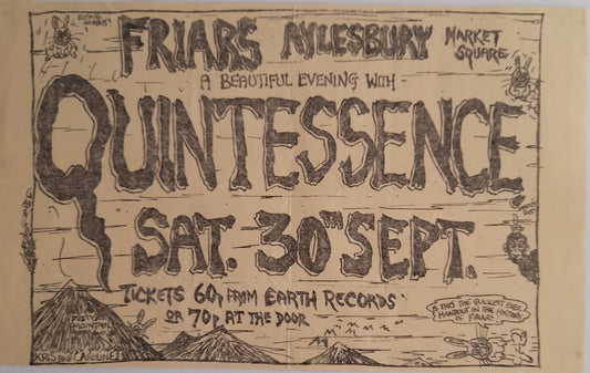 Quintessence at Friars Aylesbury Market Square 1972 Flyer/Newsletter- RewindPressPlay