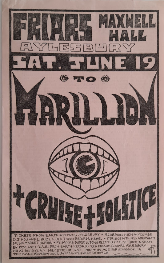 Marillion at Friars Maxwell Hall, Aylesbury 1982 Flyer/Newsletter