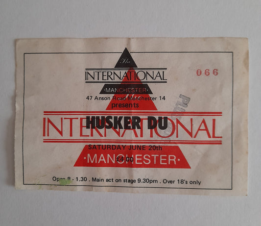 Husker Du Used ticket stub 20th June 1987 Manchester
