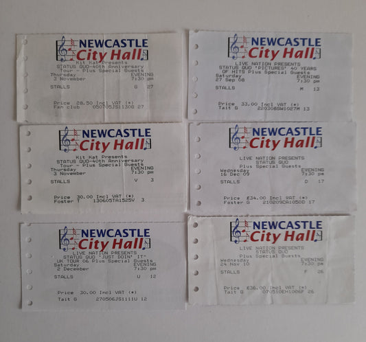 Status Quo 6 x Used Ticket Stubs - Newcastle