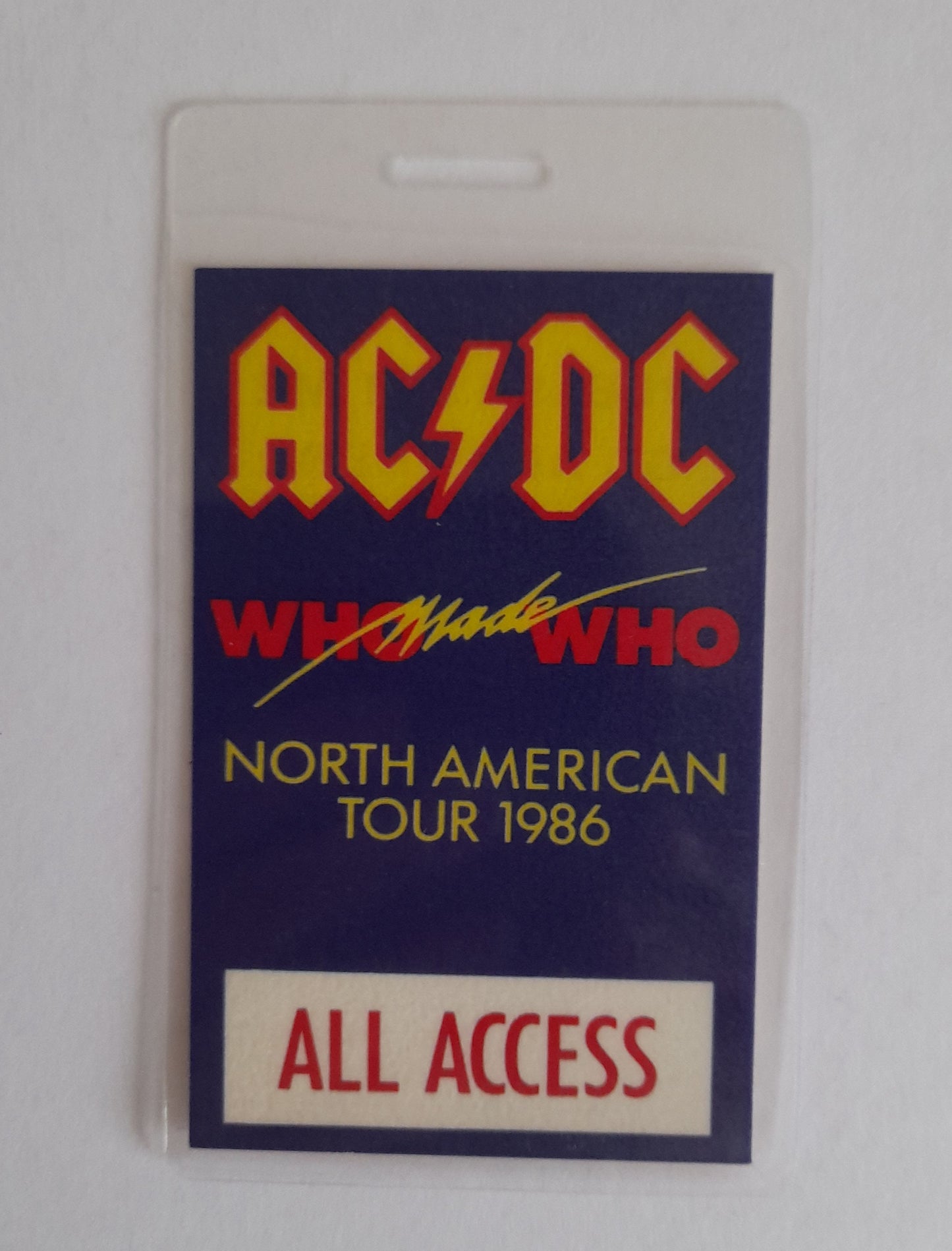 AC/DC Who Made Who Tour 1986 Backstage Pass