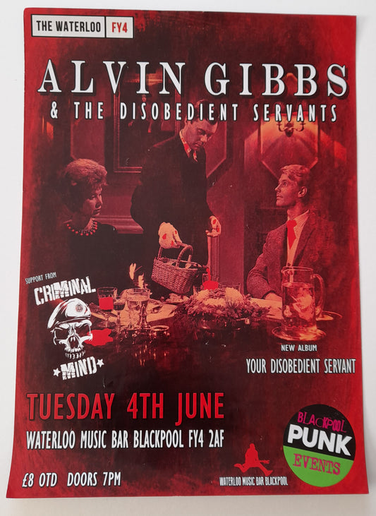 Alvin Gibbs and the Disobedient Servants - Gig Poster Blackpool
