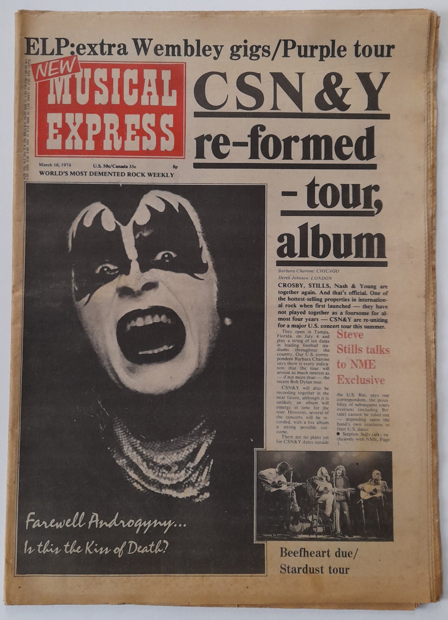NME Magazine 16 March 1974 - Kiss
