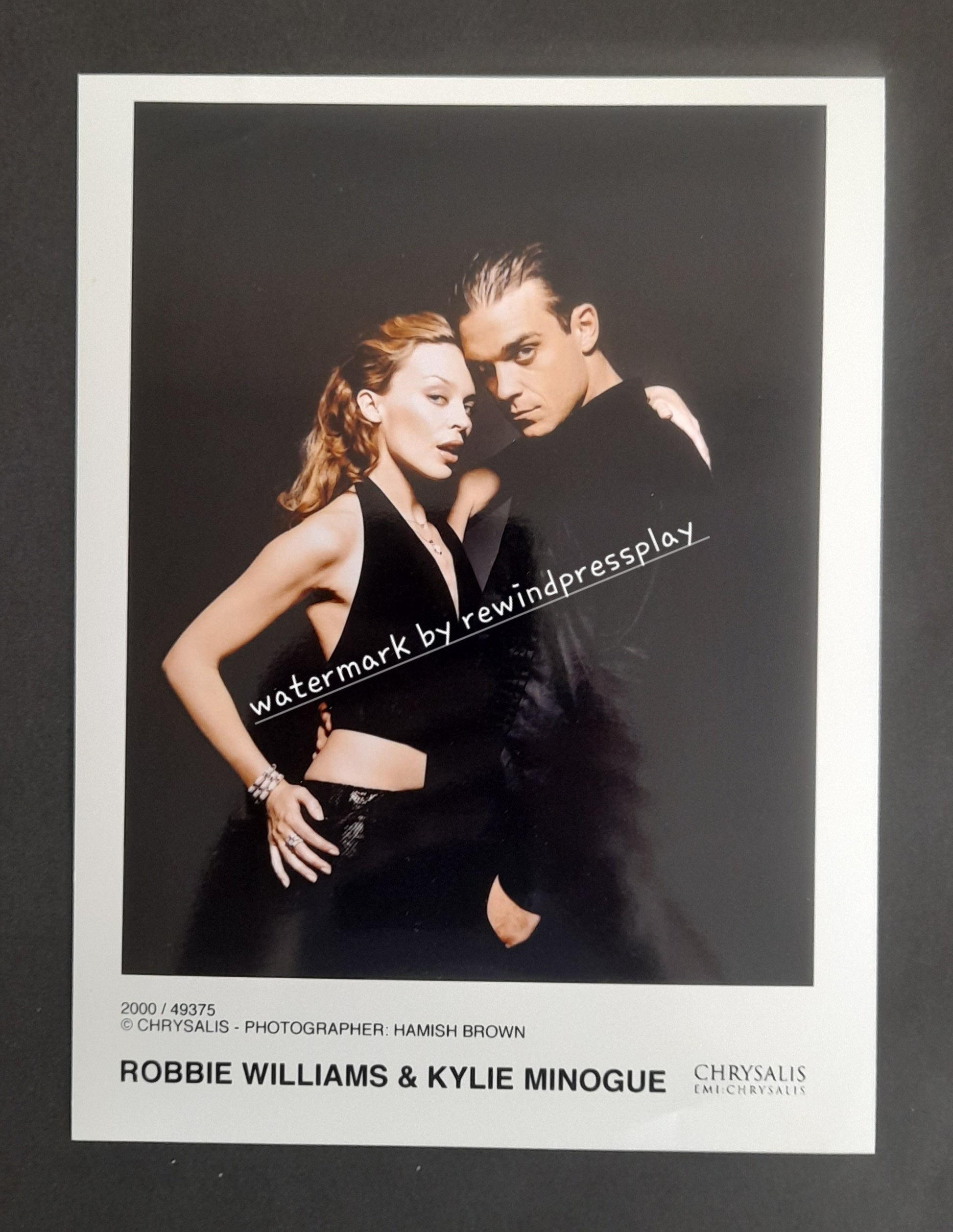 Robbie Williams & Kylie Minogue 6" x 8" B & W Promo Photo