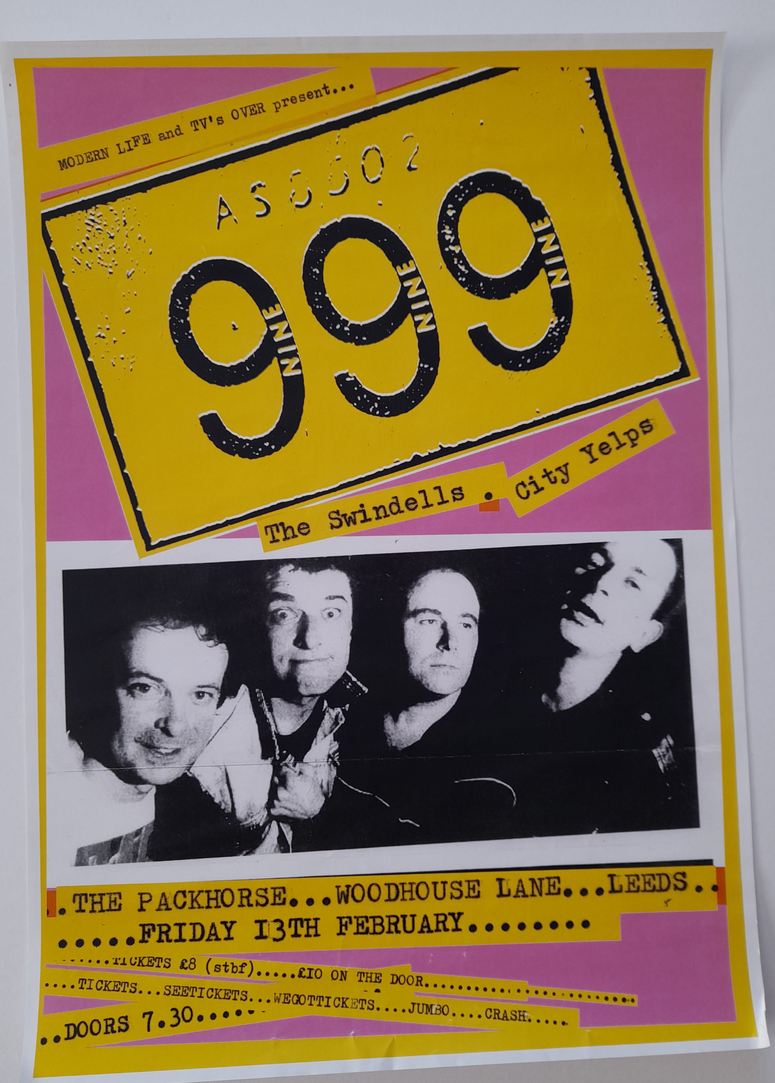 999 - Gig Poster for The Packhorse in Leeds - RewindPressPlay