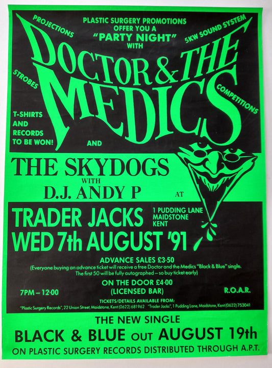 Doctor & The Medics - Trader Jack's Kent August 1991 Promo Gig Poster