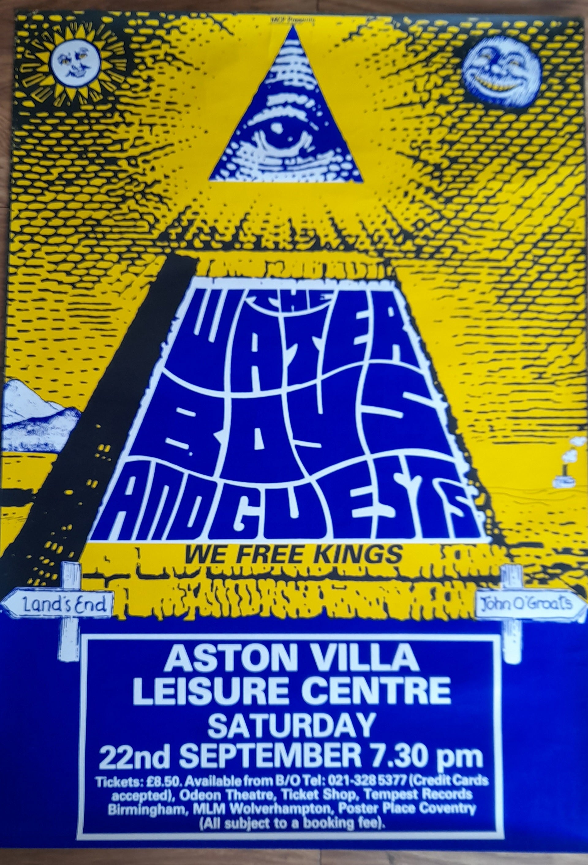 The Waterboys Original Concert Poster at Aston Villa Leisure Centre September 1990