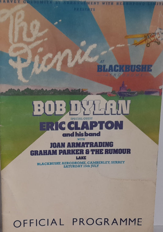 Bob Dylan The Picnic Official Programme Special Guest Eric Clapton  and his band + many more