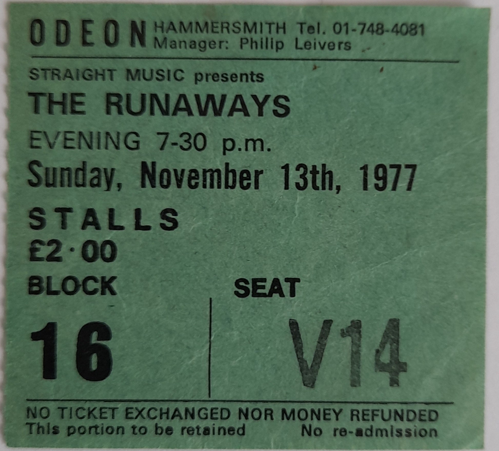Runaways Joan Jett UK 1977 Concert Programme with ticket stub