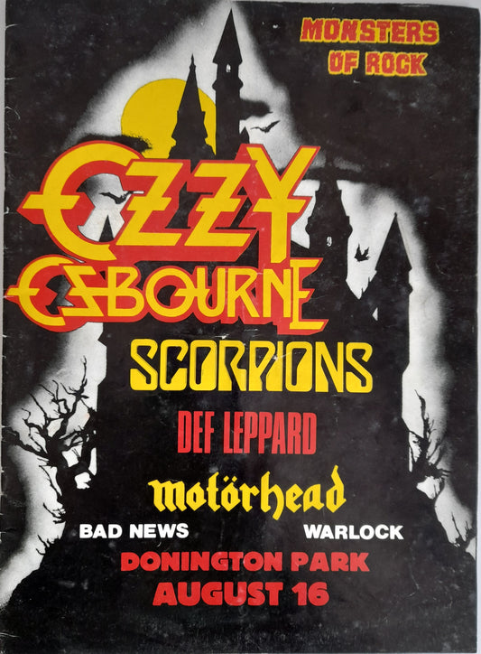 Monsters of Rock Donnington Park 1986 Concert Programme - Ozzy Osbourne, Scorpions, Def Leppard, Motorhead, Bad News, Warlock