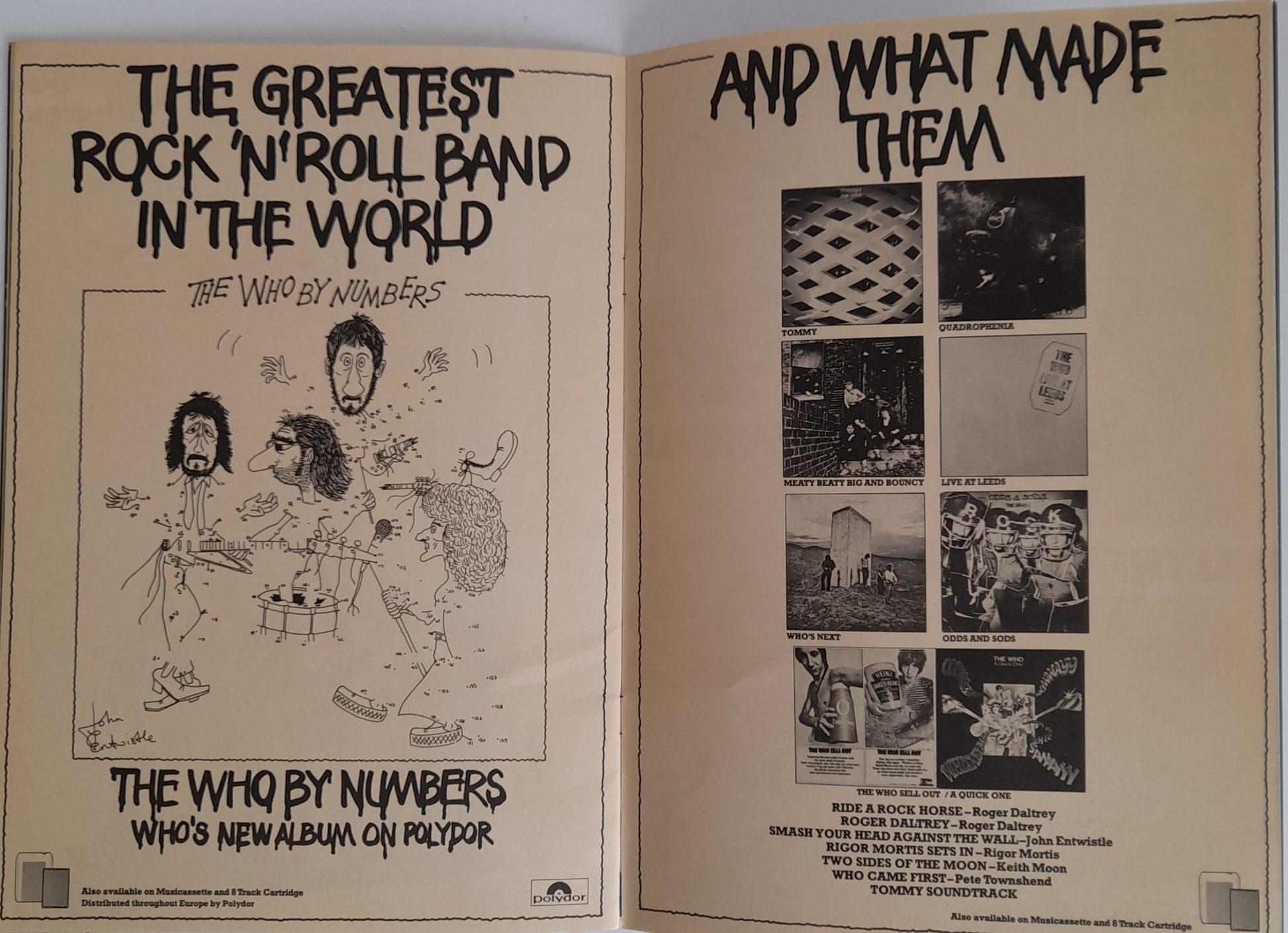 The Who by Numbers 1975 European Tour Programme Special Guest Steve Gibbons Band