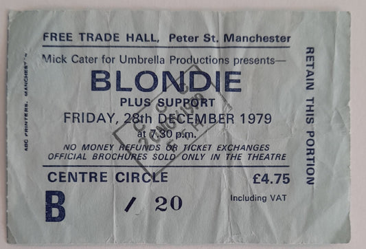 Blondie Plus support vintage Ticket Stub from 28th December 1979