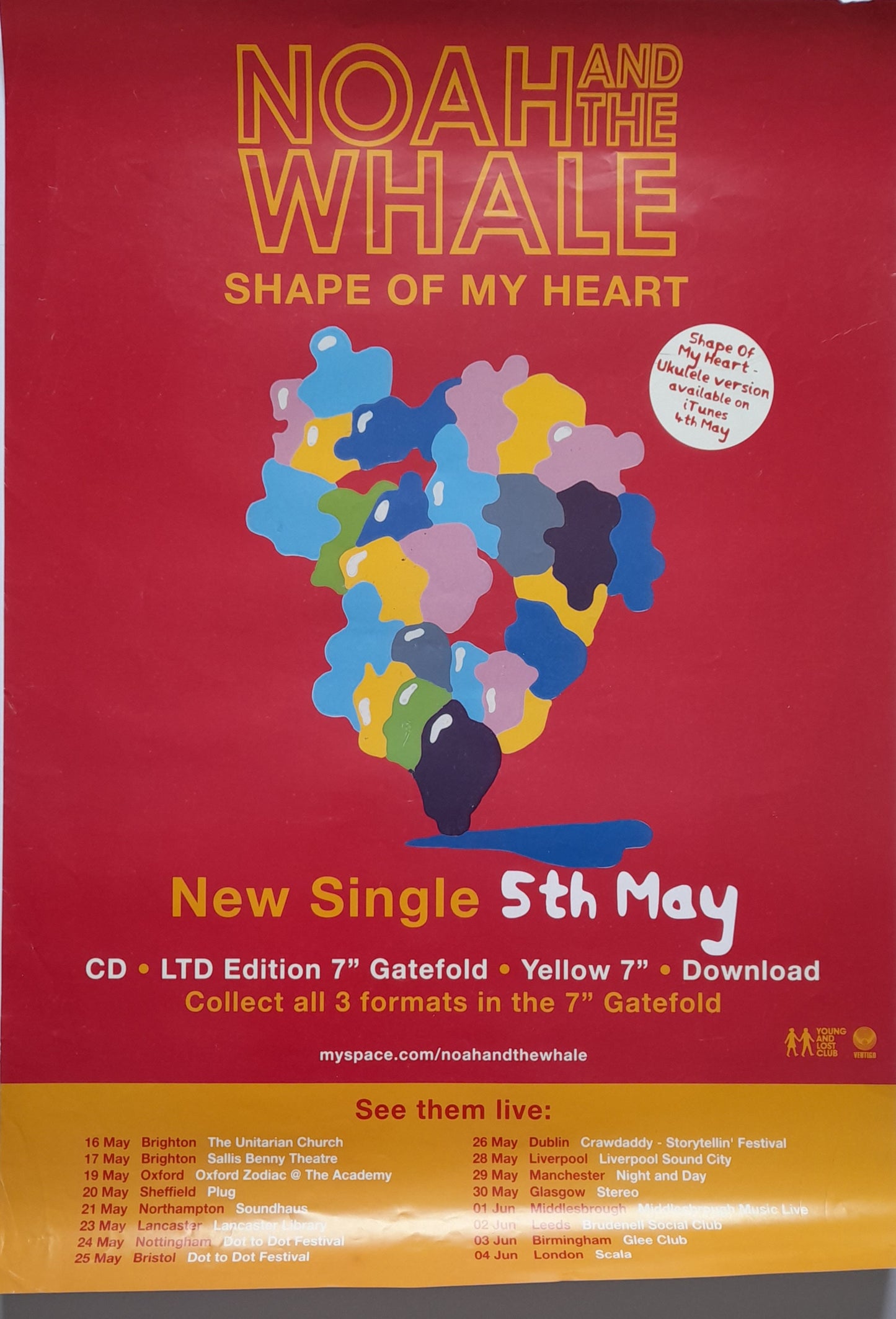 Noah and the Whale Shape of my Heart single Promotional Poster - RewindPressPlay