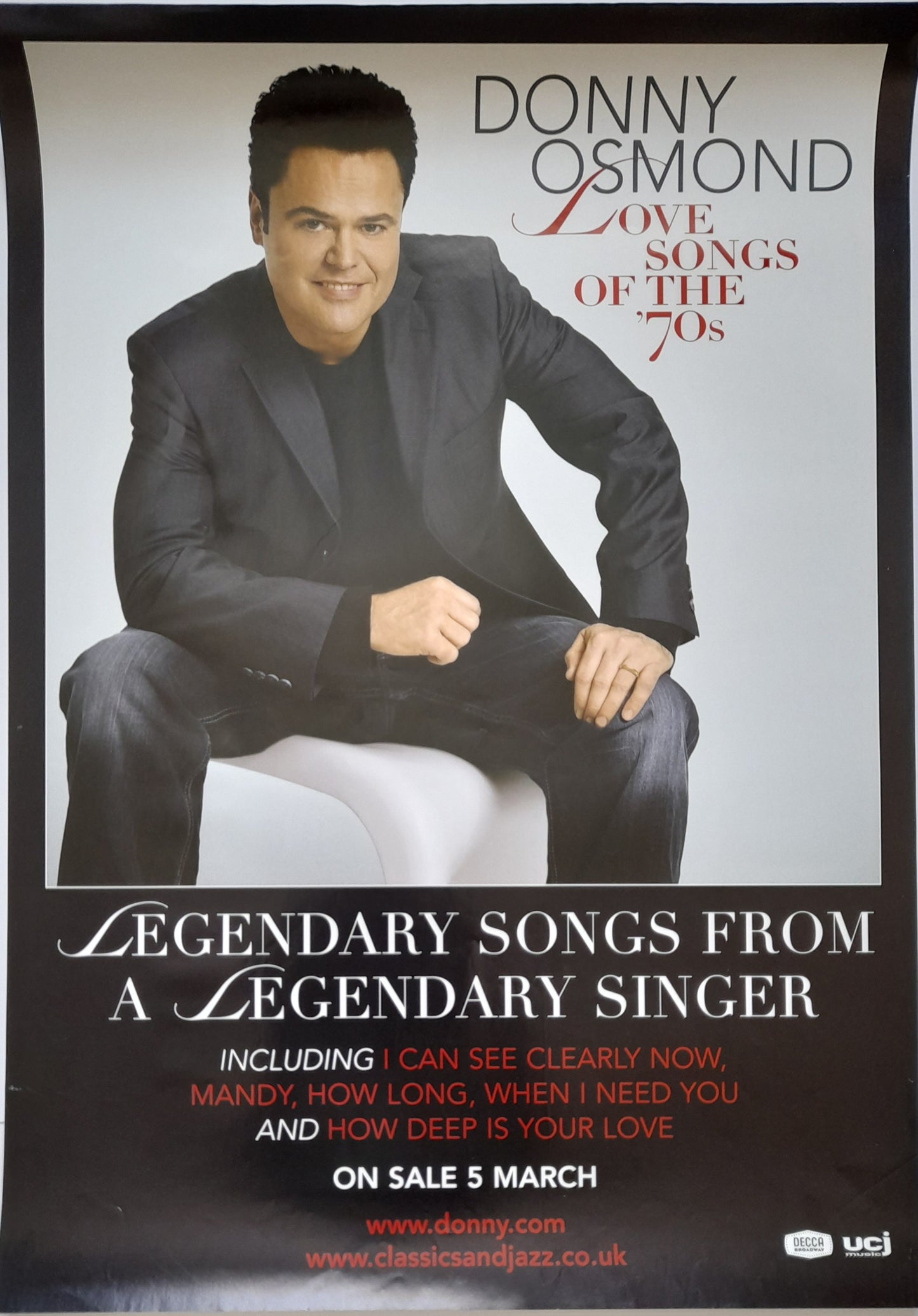 Donny Osmond Love Songs of the 70s CD Promotional Poster