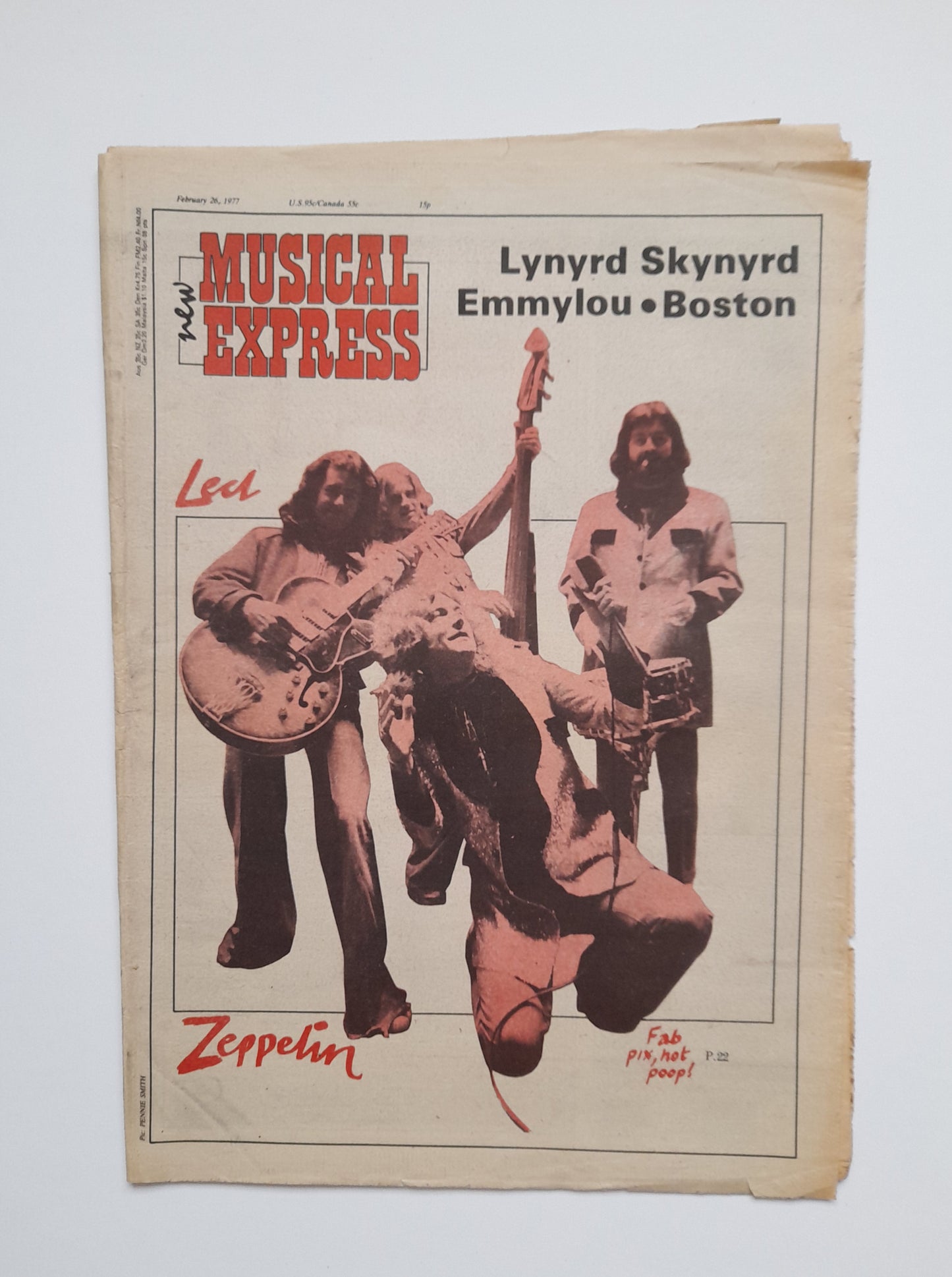 NME Magazine 26th February 1977 Led Zeppelin, Lynyrd Skynyrd, Emmylou, Peter Gabriel 