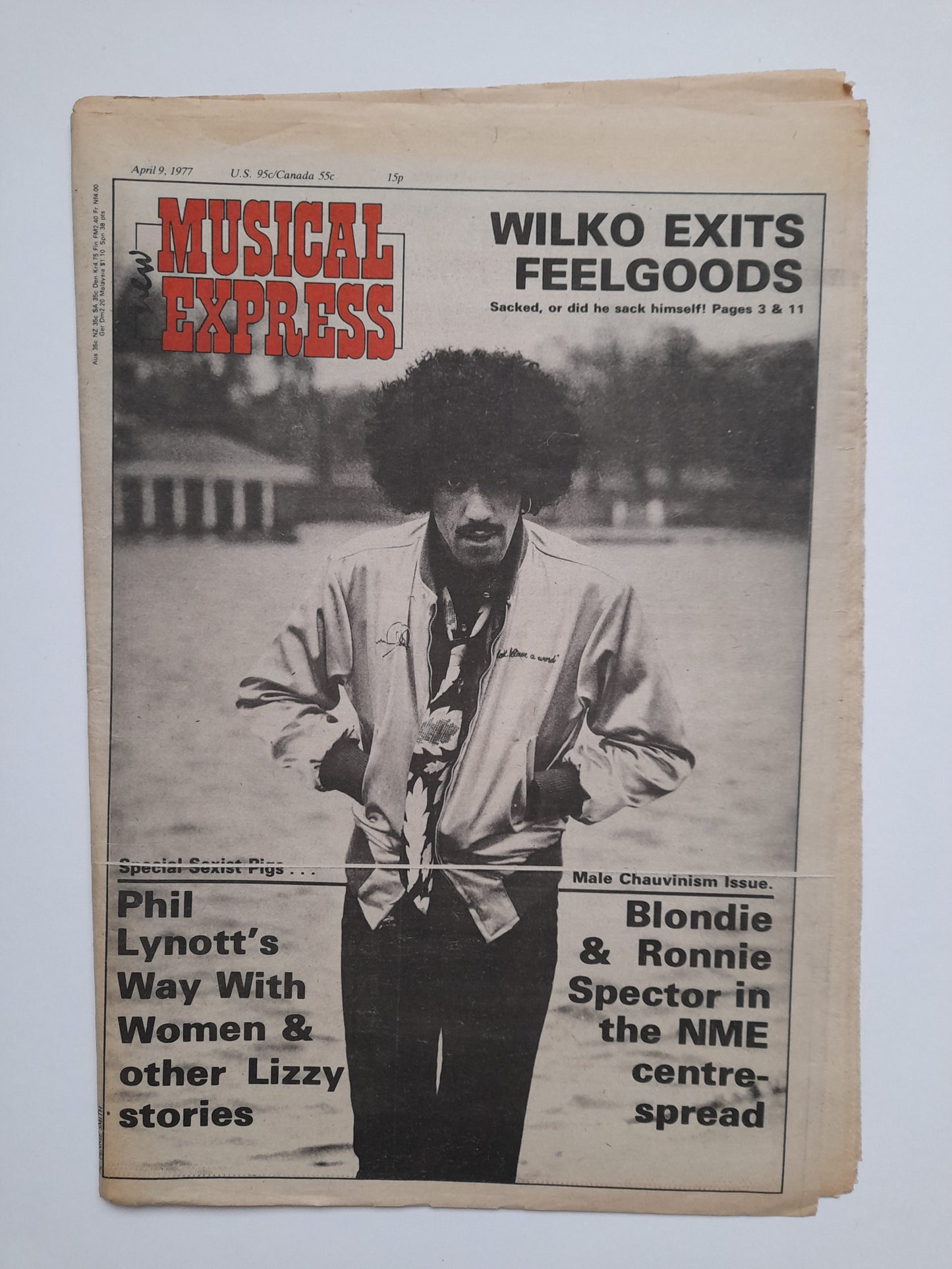 NME Magazine 9th April 1977 Phil Lynott, Thin Lizzy, Dr Feelgood, Blondie, Dave Edmunds, Slade - RewindPressPlay