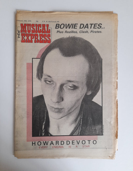 NME Magazine 25th February 1978 David Bowie Howard Devoto Clash Pirates