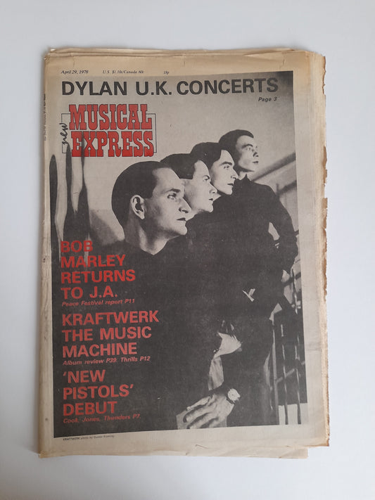 NME Magazine 29th April 1978 Kraftwerk, Dylan, Bob Marley, Sex Pistols