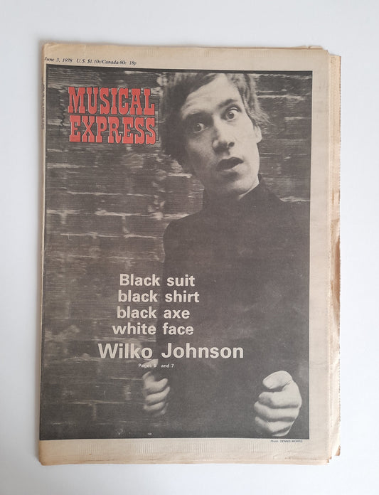 NME Magazine 3rd June 1978 Wilko Johnson, Peter Tosh, Glen Matlock,
