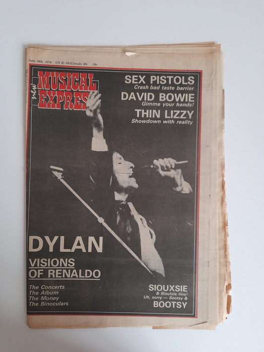 NME Magazine 24th June 1978 Dylan, David Bowie Sex Pistols Thin Lizzy
