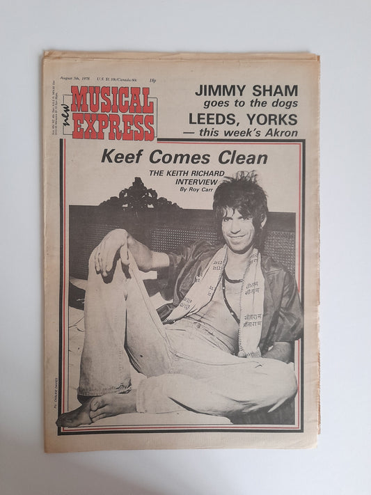 NME Magazine 5th August 1978 Keith Richard, Ray Parker Jr, Sham 69, The Clash