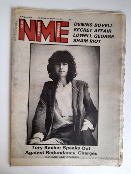 NME Magazine 4th August 1979 Jimmy Page, Dennis Bovell, Sham 69