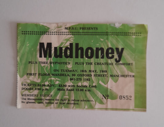 Mudhoney Vintage Used Ticket Stub 16th May 1989 - Manchester