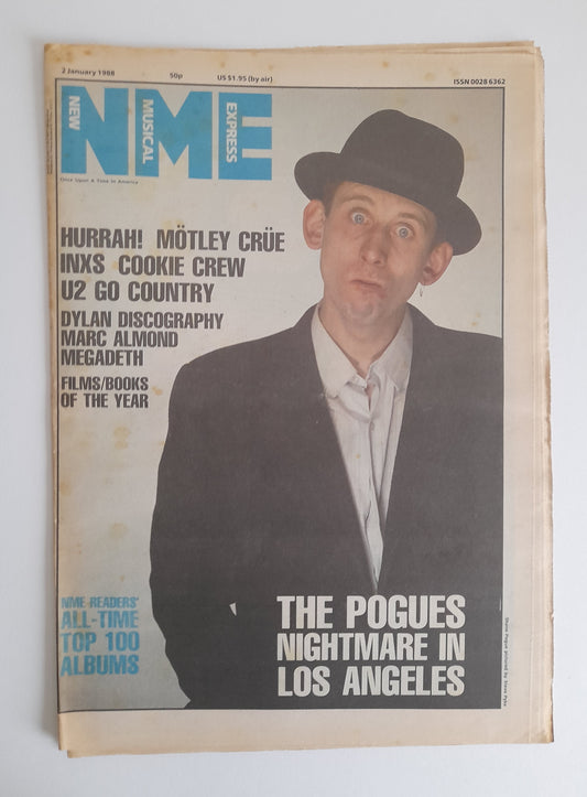 NME Magazine 2nd January 1988 The Pogues, INXS, U2,, Megadeth