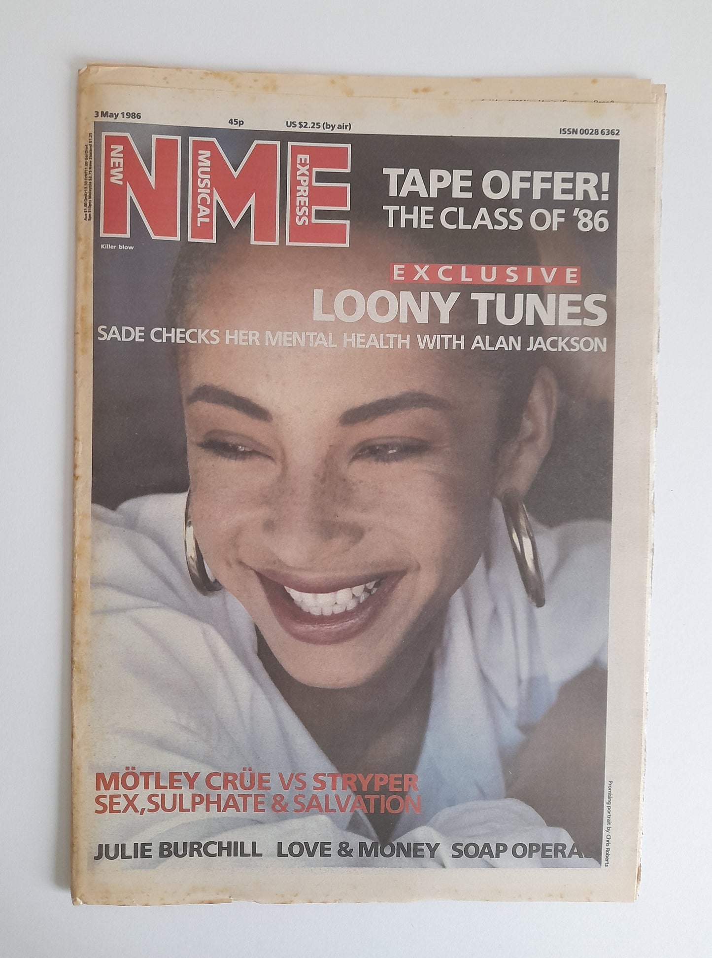 NME Magazine 3rd May 1986 Sade, Motley Crue