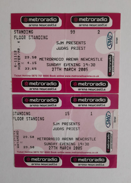 Judas Priest 2 x used Ticket Stubs -Newcastle