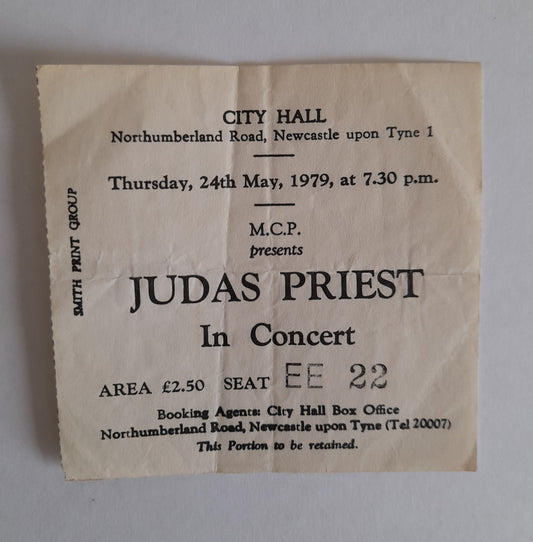 Judas Priest Vintage used Ticket Stub -Newcastle